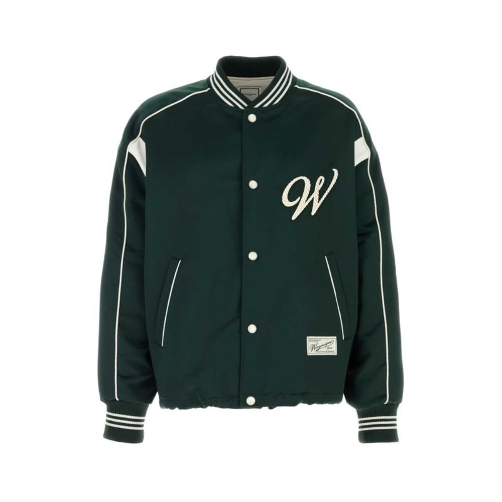 Wooyoungmi Men Bottle Green Satin Bomber Jacket